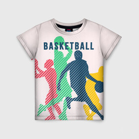 Детская футболка 3D с принтом Баскетбол в Курске, 100% гипоаллергенный полиэфир | прямой крой, круглый вырез горловины, длина до линии бедер, чуть спущенное плечо, ткань немного тянется | баскет | баскетбол | вип | дизайн | люди | мяч | новинка | спорт | спортсмен | топ | тренд | человек