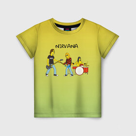 Детская футболка 3D с принтом Nirvana в стиле simpsons в Курске, 100% гипоаллергенный полиэфир | прямой крой, круглый вырез горловины, длина до линии бедер, чуть спущенное плечо, ткань немного тянется | Тематика изображения на принте: 