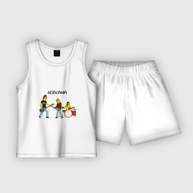 Детская пижама с шортами хлопок с принтом Nirvana в стиле simpsons в Курске,  |  | nirvana | simpsons | барабаны | басы | гитара | курт | курт кобейн | музыканты | мультик | нирвана | рок | симпсоны