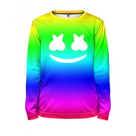 Детский лонгслив 3D с принтом Marshmello COLORS в Курске, 100% полиэстер | длинные рукава, круглый вырез горловины, полуприлегающий силуэт
 | christopher comstock | dj | marshmello | music | диджей | клубная музыка | клубняк | крис комсток | логотип | маршмэллоу | музыка