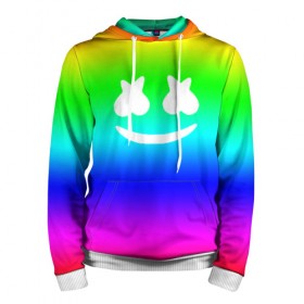 Мужская толстовка 3D с принтом Marshmello COLORS в Курске, 100% полиэстер | двухслойный капюшон со шнурком для регулировки, мягкие манжеты на рукавах и по низу толстовки, спереди карман-кенгуру с мягким внутренним слоем. | christopher comstock | dj | marshmello | music | диджей | клубная музыка | клубняк | крис комсток | логотип | маршмэллоу | музыка