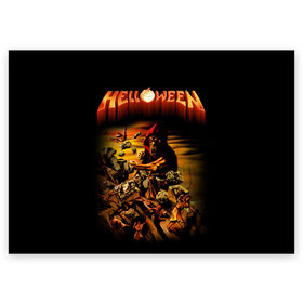Поздравительная открытка с принтом Helloween в Курске, 100% бумага | плотность бумаги 280 г/м2, матовая, на обратной стороне линовка и место для марки
 | heavy metal | helloween | metal | группа | метал | музыка | пауэр метал | рок | хэви метал