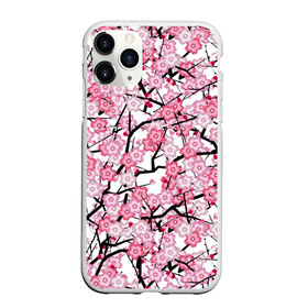 Чехол для iPhone 11 Pro матовый с принтом Сакура в Курске, Силикон |  | blossoms | cherry | flower | pink | sakura | spring | white | абстракция | белые | весна | ветки | вишня | графика | иллюстрация | картинка | лепестки | мода | молодежная | орнамент | природа | рисунок | розовые | сакура