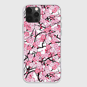 Чехол для iPhone 12 Pro Max с принтом Сакура в Курске, Силикон |  | blossoms | cherry | flower | pink | sakura | spring | white | абстракция | белые | весна | ветки | вишня | графика | иллюстрация | картинка | лепестки | мода | молодежная | орнамент | природа | рисунок | розовые | сакура