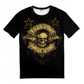 Мужская футболка 3D с принтом Avenged Sevenfold в Курске, 100% полиэфир | прямой крой, круглый вырез горловины, длина до линии бедер | a7x | avenged sevenfold | heavy metal | metal | группы | метал | музыка | прогрессивный метал | рок | хард рок | хэви метал