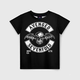 Детская футболка 3D с принтом Avenged Sevenfold в Курске, 100% гипоаллергенный полиэфир | прямой крой, круглый вырез горловины, длина до линии бедер, чуть спущенное плечо, ткань немного тянется | Тематика изображения на принте: a7x | avenged sevenfold | heavy metal | metal | группы | метал | музыка | прогрессивный метал | рок | хард рок | хэви метал