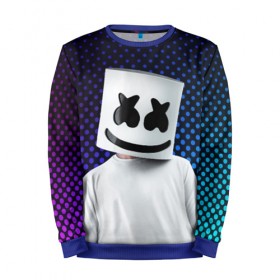 Мужской свитшот 3D с принтом MARSHMELLO в Курске, 100% полиэстер с мягким внутренним слоем | круглый вырез горловины, мягкая резинка на манжетах и поясе, свободная посадка по фигуре | marsh | marshmallow | marshmello | marshmelo | mello | music | smile | диджей | лого | маршмеллов | маршмеллоу | маршмеллу | маршмело | маршмелов | маршмелоу | музыка | музыкант | рожица | трэп | улыбка | хаус