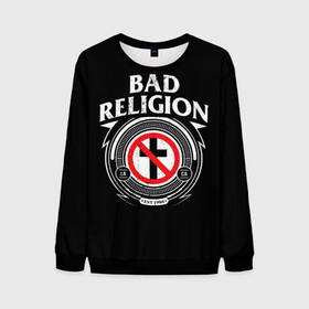 Мужской свитшот 3D с принтом Bad Religion в Курске, 100% полиэстер с мягким внутренним слоем | круглый вырез горловины, мягкая резинка на манжетах и поясе, свободная посадка по фигуре | bad religion | hardcore | punk | группы | музыка | панк | панк рок | рок