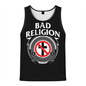 Мужская майка 3D с принтом Bad Religion в Курске, 100% полиэстер | круглая горловина, приталенный силуэт, длина до линии бедра. Пройма и горловина окантованы тонкой бейкой | bad religion | hardcore | punk | группы | музыка | панк | панк рок | рок