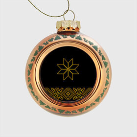 Стеклянный ёлочный шар с принтом крест сварога в Курске, Стекло | Диаметр: 80 мм | Тематика изображения на принте: 