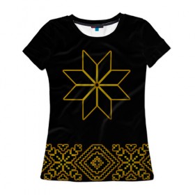 Женская футболка 3D с принтом крест сварога в Курске, 100% полиэфир ( синтетическое хлопкоподобное полотно) | прямой крой, круглый вырез горловины, длина до линии бедер | 