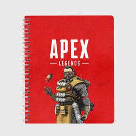 Тетрадь с принтом CAUSTIC APEX LEGENDS в Курске, 100% бумага | 48 листов, плотность листов — 60 г/м2, плотность картонной обложки — 250 г/м2. Листы скреплены сбоку удобной пружинной спиралью. Уголки страниц и обложки скругленные. Цвет линий — светло-серый
 | apex | caustic | legend | legends | titanfall | апекс | арех | бангалор | бладхаунд | гибралтар | каустик | лайфлайн | ледженд | леджендс | мираж | орех | рэйф