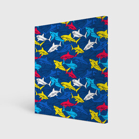 Холст квадратный с принтом Акулы в Курске, 100% ПВХ |  | blue | drawin | fashion | fish | illustration | ocean | predator | red | sea | sharks | style | water | yellow | youth | акулы | вода | графика | жёлтый | иллюстрация | картинка | красный | мода | молодежная | море | океан | рисунок | рыба | син