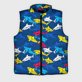 Мужской жилет утепленный 3D с принтом Акулы в Курске,  |  | blue | drawin | fashion | fish | illustration | ocean | predator | red | sea | sharks | style | water | yellow | youth | акулы | вода | графика | жёлтый | иллюстрация | картинка | красный | мода | молодежная | море | океан | рисунок | рыба | син