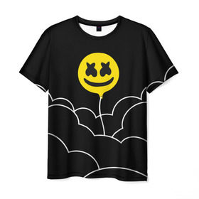 Мужская футболка 3D с принтом MARSHMELLO - HAPPIER в Курске, 100% полиэфир | прямой крой, круглый вырез горловины, длина до линии бедер | happier | marsh | marshmallow | marshmello | marshmelo | mello | music | smile | диджей | лого | маршмеллов | маршмеллоу | маршмеллу | маршмело | маршмелов | маршмелоу | музыка | музыкант | трэп | улыбка | хаус