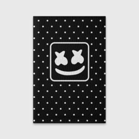 Обложка для паспорта матовая кожа с принтом MARSHMELLO в Курске, натуральная матовая кожа | размер 19,3 х 13,7 см; прозрачные пластиковые крепления | marsh | marshmallow | marshmello | marshmelo | mello | music | smile | диджей | лого | маршмеллов | маршмеллоу | маршмеллу | маршмело | маршмелов | маршмелоу | музыка | музыкант | рожица | трэп | улыбка | хаус