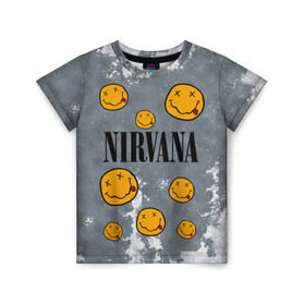 Детская футболка 3D с принтом NIRVANA в Курске, 100% гипоаллергенный полиэфир | прямой крой, круглый вырез горловины, длина до линии бедер, чуть спущенное плечо, ткань немного тянется | nirvana | альтернативный рок | гранж | группа | курт кобейн | логотип нирвана | музыка | нирвана | песни | рок