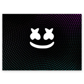 Поздравительная открытка с принтом MARSHMELLO Black в Курске, 100% бумага | плотность бумаги 280 г/м2, матовая, на обратной стороне линовка и место для марки
 | black | marsh | marshmallow | marshmello | marshmelo | mello | music | smile | диджей | лого | маршмеллов | маршмеллоу | маршмеллу | маршмело | маршмелов | маршмелоу | музыка | музыкант | трэп | улыбка | хаус