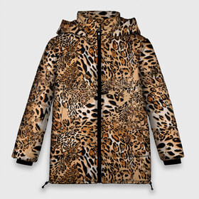 Женская зимняя куртка 3D с принтом Леопард в Курске, верх — 100% полиэстер; подкладка — 100% полиэстер; утеплитель — 100% полиэстер | длина ниже бедра, силуэт Оверсайз. Есть воротник-стойка, отстегивающийся капюшон и ветрозащитная планка. 

Боковые карманы с листочкой на кнопках и внутренний карман на молнии | camouflage | cat | disguise | fashion | illustration | jungle | leopard | predator | skin | spots | style | wild | youth | графика | джунгли | дикий | иллюстрация | камуфляж | картинка | кошка | леопард | маскировка | мода | молодежная | пятна | рисунок |