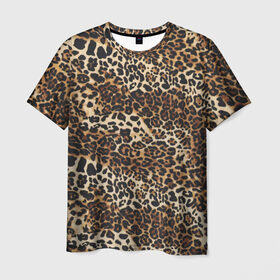 Мужская футболка 3D с принтом Леопард в Курске, 100% полиэфир | прямой крой, круглый вырез горловины, длина до линии бедер | camouflage | cat | disguise | fashion | illustration | jungle | leopard | predator | skin | spots | style | wild | youth | графика | джунгли | дикий | иллюстрация | камуфляж | картинка | кошка | леопард | маскировка | мода | молодежная | пятна | рисунок |