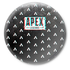 Значок с принтом APEX LEGENDS/GLITCH в Курске,  металл | круглая форма, металлическая застежка в виде булавки | apex legends | apex legends battle. | apex legends engine | apex legends origin | apex legends игра | titanfall apex legends