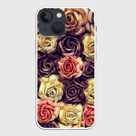 Чехол для iPhone 13 mini с принтом Шоколадные розы в Курске,  |  | бабушке | девочке | девушке | дочке | желтые цветы | женщине | маме | подруге | природа | розовые цветы | розы | сестре | теще | тюльпаны | цветы
