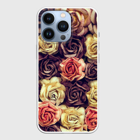 Чехол для iPhone 13 Pro с принтом Шоколадные розы в Курске,  |  | бабушке | девочке | девушке | дочке | желтые цветы | женщине | маме | подруге | природа | розовые цветы | розы | сестре | теще | тюльпаны | цветы