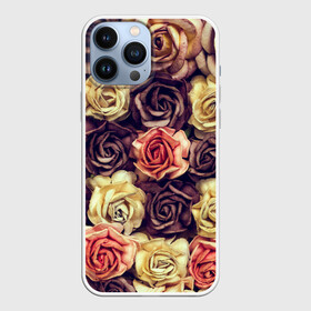 Чехол для iPhone 13 Pro Max с принтом Шоколадные розы в Курске,  |  | Тематика изображения на принте: бабушке | девочке | девушке | дочке | желтые цветы | женщине | маме | подруге | природа | розовые цветы | розы | сестре | теще | тюльпаны | цветы