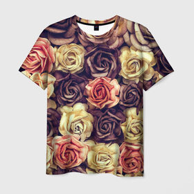 Мужская футболка 3D с принтом Шоколадные розы в Курске, 100% полиэфир | прямой крой, круглый вырез горловины, длина до линии бедер | бабушке | девочке | девушке | дочке | желтые цветы | женщине | маме | подруге | природа | розовые цветы | розы | сестре | теще | тюльпаны | цветы