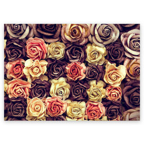 Поздравительная открытка с принтом Шоколадные розы в Курске, 100% бумага | плотность бумаги 280 г/м2, матовая, на обратной стороне линовка и место для марки
 | бабушке | девочке | девушке | дочке | желтые цветы | женщине | маме | подруге | природа | розовые цветы | розы | сестре | теще | тюльпаны | цветы