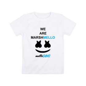 Детская футболка хлопок с принтом Marshmello (MELLOGANG) в Курске, 100% хлопок | круглый вырез горловины, полуприлегающий силуэт, длина до линии бедер | christopher comstock | dj | marshmello | mellogang | music | диджей | клубная музыка | клубняк | крис комсток | логотип | маршмеллоу | музыка