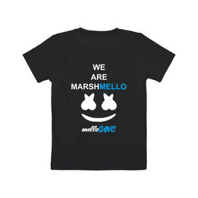 Детская футболка хлопок с принтом Marshmello (MELLOGANG) в Курске, 100% хлопок | круглый вырез горловины, полуприлегающий силуэт, длина до линии бедер | christopher comstock | dj | marshmello | music | диджей | клубная музыка | клубняк | крис комсток | логотип | маршмеллоу | музыка