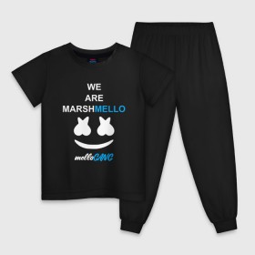 Детская пижама хлопок с принтом Marshmello (MELLOGANG) в Курске, 100% хлопок |  брюки и футболка прямого кроя, без карманов, на брюках мягкая резинка на поясе и по низу штанин
 | Тематика изображения на принте: christopher comstock | dj | marshmello | music | диджей | клубная музыка | клубняк | крис комсток | логотип | маршмеллоу | музыка