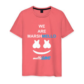 Мужская футболка хлопок с принтом Marshmello (MELLOGANG) в Курске, 100% хлопок | прямой крой, круглый вырез горловины, длина до линии бедер, слегка спущенное плечо. | christopher comstock | dj | marshmello | music | диджей | клубная музыка | клубняк | крис комсток | логотип | маршмеллоу | музыка