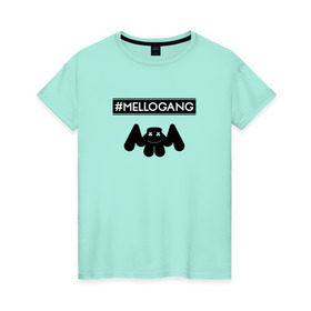 Женская футболка хлопок с принтом MELLOGANG (MARSHMELLO) в Курске, 100% хлопок | прямой крой, круглый вырез горловины, длина до линии бедер, слегка спущенное плечо | 