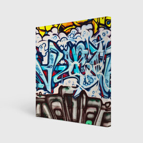 Холст квадратный с принтом Graffiti в Курске, 100% ПВХ |  | grafity | paint | street art | urban | город | граффити | искусство | кирпичи | краски | рисунки | стена | улицы | уличное искусство
