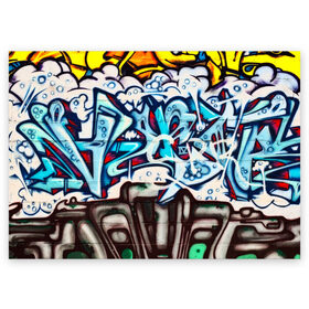 Поздравительная открытка с принтом Graffiti в Курске, 100% бумага | плотность бумаги 280 г/м2, матовая, на обратной стороне линовка и место для марки
 | Тематика изображения на принте: grafity | paint | street art | urban | город | граффити | искусство | кирпичи | краски | рисунки | стена | улицы | уличное искусство