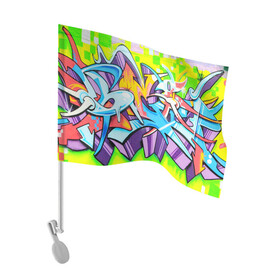 Флаг для автомобиля с принтом Неоновая кислота в Курске, 100% полиэстер | Размер: 30*21 см | grafity | paint | street art | urban | город | граффити | искусство | кирпичи | краски | рисунки | стена | улицы | уличное искусство