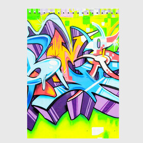 Скетчбук с принтом Неоновая кислота в Курске, 100% бумага
 | 48 листов, плотность листов — 100 г/м2, плотность картонной обложки — 250 г/м2. Листы скреплены сверху удобной пружинной спиралью | grafity | paint | street art | urban | город | граффити | искусство | кирпичи | краски | рисунки | стена | улицы | уличное искусство