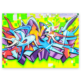 Поздравительная открытка с принтом Неоновая кислота в Курске, 100% бумага | плотность бумаги 280 г/м2, матовая, на обратной стороне линовка и место для марки
 | grafity | paint | street art | urban | город | граффити | искусство | кирпичи | краски | рисунки | стена | улицы | уличное искусство