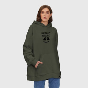 Худи SuperOversize хлопок с принтом KEEP IT MELLO (Marshmello) в Курске, 70% хлопок, 30% полиэстер, мягкий начес внутри | карман-кенгуру, эластичная резинка на манжетах и по нижней кромке, двухслойный капюшон
 | christopher comstock | dj | keep it mello | marshmello | mello | music | диджей | клубная музыка | клубняк | крис комсток | логотип | маршмеллоу | музыка