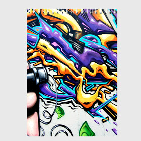Скетчбук с принтом NEON GRAFFITI в Курске, 100% бумага
 | 48 листов, плотность листов — 100 г/м2, плотность картонной обложки — 250 г/м2. Листы скреплены сверху удобной пружинной спиралью | grafity | paint | street art | urban | город | граффити | искусство | кирпичи | краски | рисунки | стена | улицы | уличное искусство