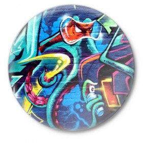 Значок с принтом STREET FASHION в Курске,  металл | круглая форма, металлическая застежка в виде булавки | grafity | paint | street art | urban | город | граффити | искусство | кирпичи | краски | рисунки | стена | улицы | уличное искусство
