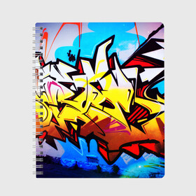 Тетрадь с принтом Неоновые надписи в Курске, 100% бумага | 48 листов, плотность листов — 60 г/м2, плотность картонной обложки — 250 г/м2. Листы скреплены сбоку удобной пружинной спиралью. Уголки страниц и обложки скругленные. Цвет линий — светло-серый
 | grafity | paint | street art | urban | город | граффити | искусство | кирпичи | краски | рисунки | стена | улицы | уличное искусство