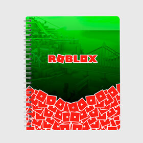 Тетрадь с принтом ROBLOX в Курске, 100% бумага | 48 листов, плотность листов — 60 г/м2, плотность картонной обложки — 250 г/м2. Листы скреплены сбоку удобной пружинной спиралью. Уголки страниц и обложки скругленные. Цвет линий — светло-серый
 | Тематика изображения на принте: roblox | roblox com | roblox gaming | roblox simulator | роблокс | роблокс roblox.