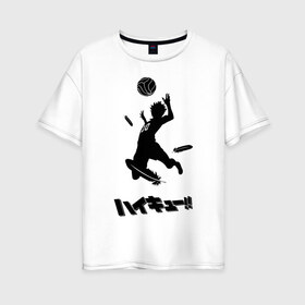 Женская футболка хлопок Oversize с принтом Haikyuu!! Shouyou Hinata в Курске, 100% хлопок | свободный крой, круглый ворот, спущенный рукав, длина до линии бедер
 | haikyuu | shouyou hinata | волейбол | волейбол аниме | шоё хината