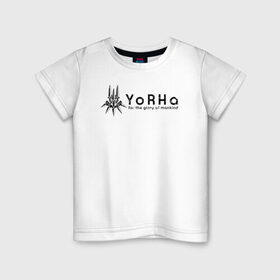 Детская футболка хлопок с принтом YoRHa Logo в Курске, 100% хлопок | круглый вырез горловины, полуприлегающий силуэт, длина до линии бедер | nier automata | nier automata logo | yorha