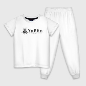 Детская пижама хлопок с принтом YoRHa Logo в Курске, 100% хлопок |  брюки и футболка прямого кроя, без карманов, на брюках мягкая резинка на поясе и по низу штанин
 | Тематика изображения на принте: nier automata | nier automata logo | yorha