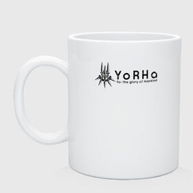 Кружка с принтом YoRHa Logo в Курске, керамика | объем — 330 мл, диаметр — 80 мм. Принт наносится на бока кружки, можно сделать два разных изображения | Тематика изображения на принте: nier automata | nier automata logo | yorha