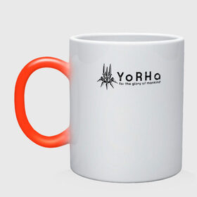 Кружка хамелеон с принтом YoRHa Logo в Курске, керамика | меняет цвет при нагревании, емкость 330 мл | nier automata | nier automata logo | yorha